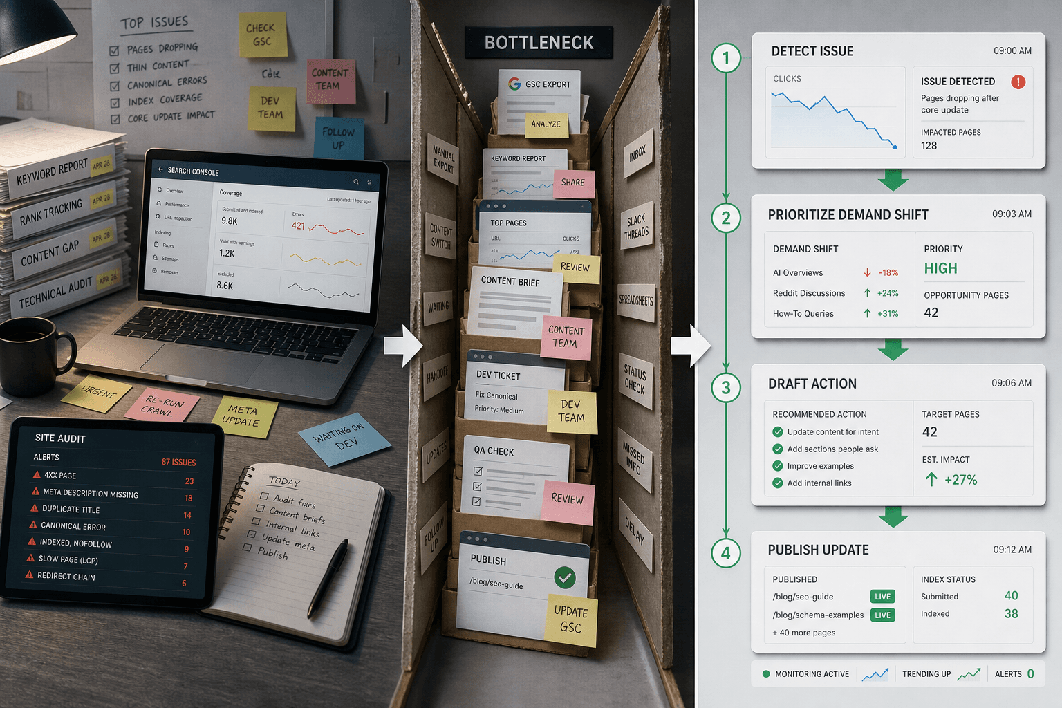 Why Traditional SEO Workflows Fail at Scale - Mygomseo