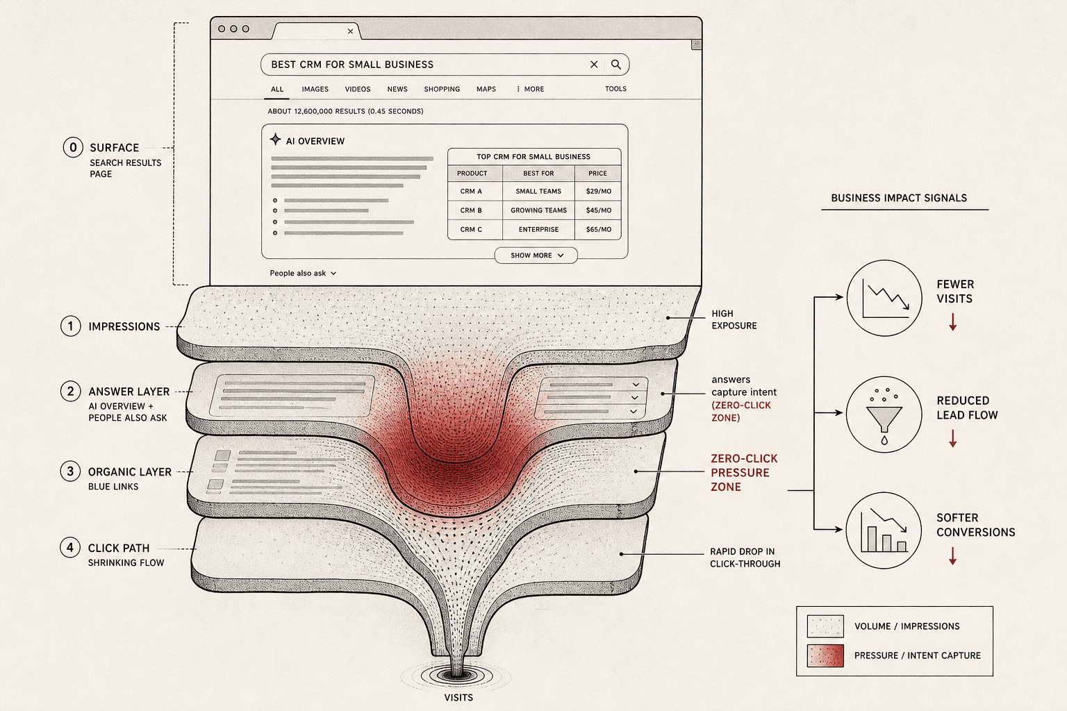 Zero-click SEO symptoms and business impact - Mygomseo